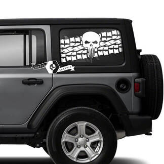 Paar Jeep Wrangler Unlimited Seitentürfenster-Schädel-Reifenspur-Aufkleber, Vinyl-Grafikstreifen
