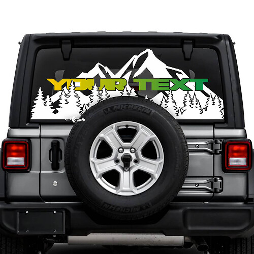 Jeep Wrangler Unlimited Heckfenster Berge Wald Aufkleber Aufkleber Vinyl Grafiken
