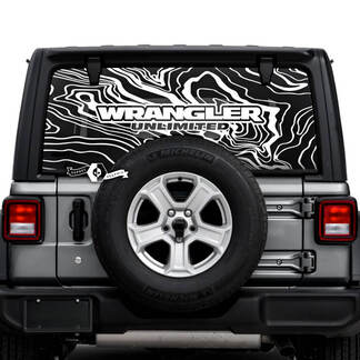 Jeep Wrangler Unlimited Heckfenster-Berge-Aufkleber, Vinyl-Grafik
