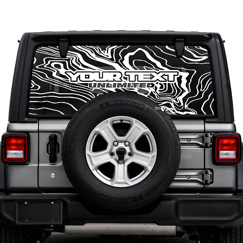 Jeep Wrangler Unlimited Topografische Karte Logo-Aufkleber für die Heckscheibe, Vinyl-Grafiken
