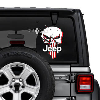 Jeep Wrangler Unlimited Heckscheiben-Punisher-Schatten-Aufkleber, Vinyl-Grafik, 2 Farben
