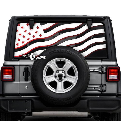 Jeep Wrangler Unlimited Heckscheibenflagge USA Shadow Aufkleber Aufkleber Vinyl Grafiken 2 Farben
