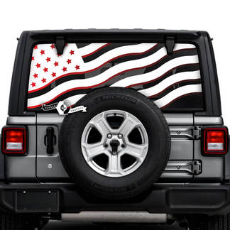 Jeep Wrangler Unlimited Heckscheibenflagge USA Shadow Aufkleber, Vinyl-Grafik, 2 Farben
