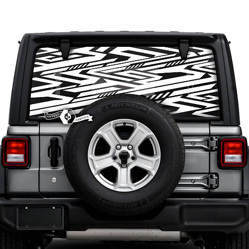Jeep Wrangler Unlimited Heckfenster-Geometrie-Linien-Logo-Aufkleber, Vinyl-Grafiken
