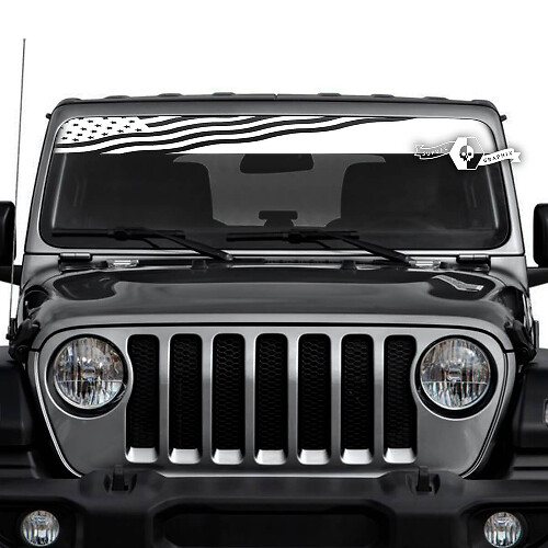 Jeep Wrangler Unlimited Windschutzscheiben-Flagge, USA-Aufkleber, Vinyl-Grafiken
