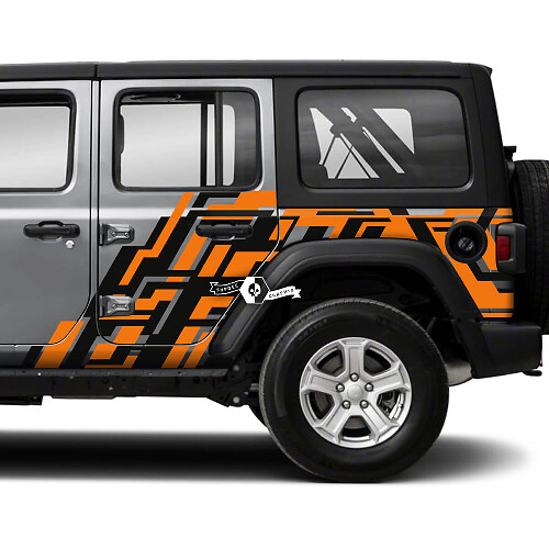 Paar Jeep Wrangler Unlimited Seitentüren, Spritzgeometrie-Aufkleber, Vinyl-Grafikstreifen
