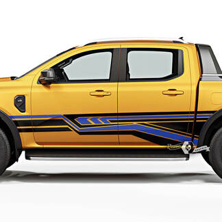 Paar Ford Ranger Raptor Line Modern Geometry Logo Kotflügeltüren, Bettseite, Vinyl-Aufkleber, 2 Farben
