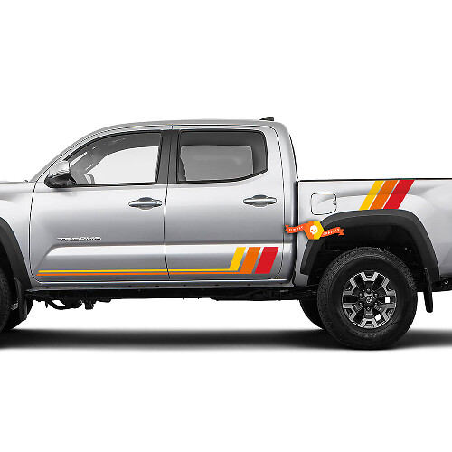 2x TRD Toyota Tacoma Drei Farben Old School SunSet Toyota Tacoma Türen Bett TRD Streifen Seite Vinyl Aufkleber Aufkleber
