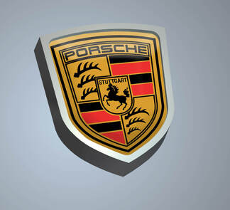 Porsche Metall-Aluminium-Emblem, Bettseiten-Emblem, Aluminium, passend für Porsche
