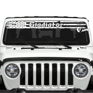 Jeep Gladiator Windschutzscheibe, USA-Flagge, zerstörtes Logo, Vinyl-Grafik
