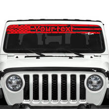 Benutzerdefinierter Text USA-Flagge Zerstörtes Logo Windschutzscheiben Vinylaufkleber für Jeep Gladiator 3