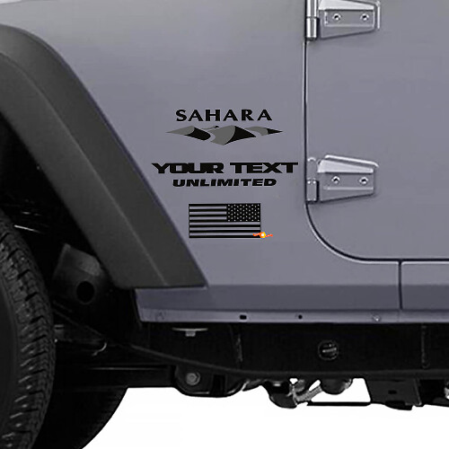 Sahara-Dünen- & US-Flaggen-Seitenvinylaufkleber für Jeep Wrangler Unlimited