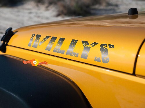 Willys Verwittertes Motorhauben-Vinylaufkleber-Set für Jeep Wrangler