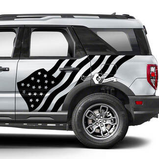 2x Ford Bronco Doors Fender USA Flag Side Decals Aufkleber

