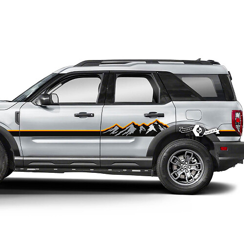2x Ford Bronco Mountains Forest Doors Side Logo Line Aufkleber Aufkleber 2 Farben
