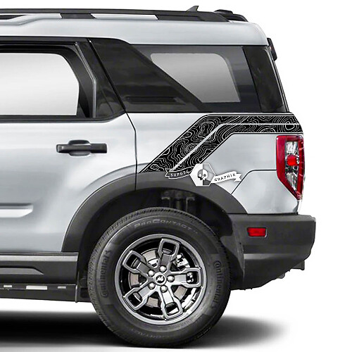 2x Ford Bronco Fender Topographic Map Seitenaufkleber Aufkleber
