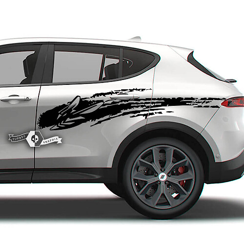 Paar Dodge Hornet Doors Side Stripes Splash Wrap Mud Logo Vinyl Decals Sticker
