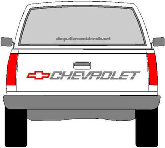 Chevrolet Truck Heckklappenaufkleber – rote Fliege mit silbernem Schriftzug Chevy 1500