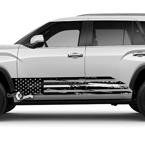 Paar Toyota Sequoia Türen Rocker Panel Streifen USA Flagge Dazzle Paint Destroyed Off Road Vinyl Aufkleber Aufkleber passend für Toyota Sequoia
