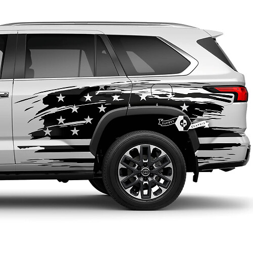 Paar Toyota Sequoia Heckfender Türfolie UAS Flag Splash Dazzle Paint Vinyl Aufkleber Aufkleber passend für Toyota Sequoia
