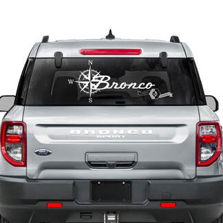 Ford Bronco Heckscheiben-Kompass-Logo-Grafikaufkleber

