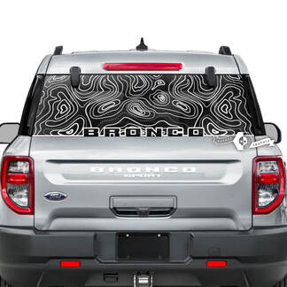 Ford Bronco Topografische Kartenlogo-Wrap-Grafikaufkleber für die Heckscheibe
