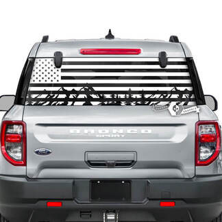 Ford Bronco Heckfenster USA Flagge Mountain Forest Wrap Trim Grafikaufkleber
