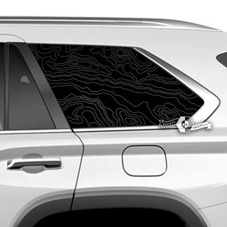 Paar Toyota Sequoia Vinyl-Aufkleber für Heckscheibe, topografische Karte, passend für Toyota Sequoia
