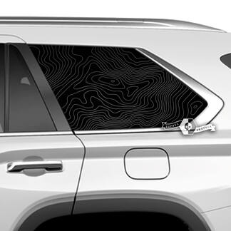 Paar Toyota Sequoia Topografische Karte Topo Vinyl-Aufkleber für Heckscheibe, passend für Toyota Sequoia
