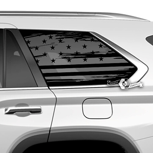 Paar Toyota Sequoia Vinyl-Aufkleber für Heckscheibe, USA-Flagge, zerstört, passend für Toyota Sequoia
