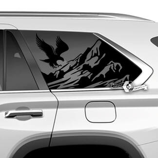 Paar Toyota Sequoia Heckfenster Weißkopfseeadler Berge Aufkleber Vinyl Aufkleber passend für Toyota Sequoia
