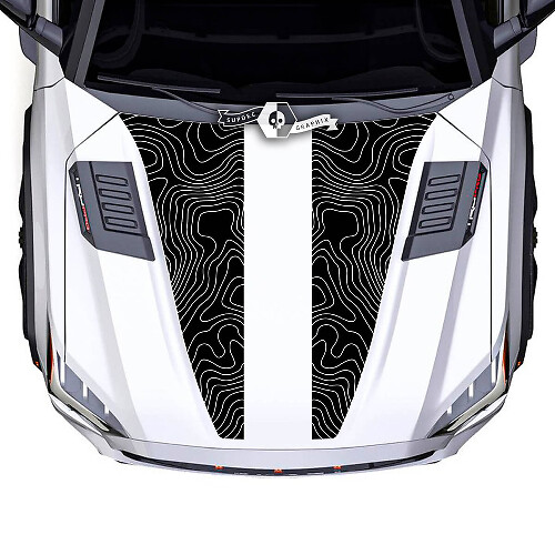 Toyota Sequoia Hood Topographic Map Double Split Vinyl Aufkleber Aufkleber passend für Toyota Sequoia
