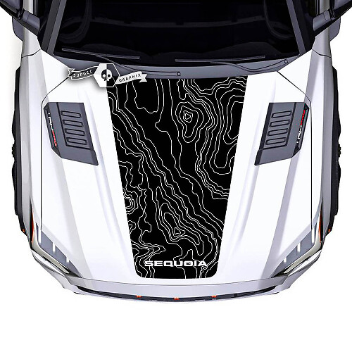 Topografische Kartenhauben-Vinylaufkleber für Toyota Sequoia