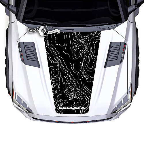 Toyota Sequoia Motorhaube Topografische Kartenlogo Vinyl Aufkleber Decal passend für Toyota Sequoia
