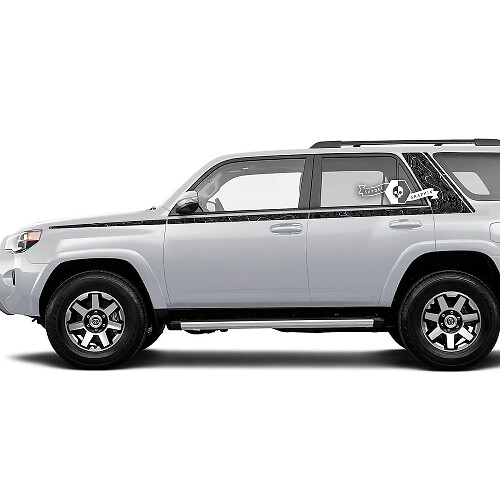 Karosseriestreifen Linien Topographischer Stil Seitenfenster Vinylaufkleber Decal 2 Für Toyota 4Runner 13-24 TRD Fünfte Generation