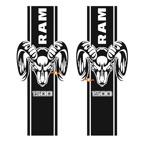 Dodge Ram 1500 Streifen Logo Grafik Aufkleber Aufkleber Bettseite Hinten LKW Vinyl Bett

