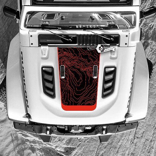 Topografische Karte Haubenaufkleber für Jeep Wrangler