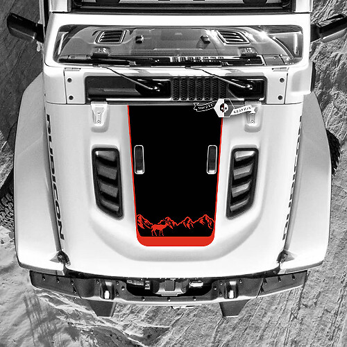 Jeep Wrangler Hood Mountains Forest Deer Vinyl Aufkleber Aufkleber 2 Farben
