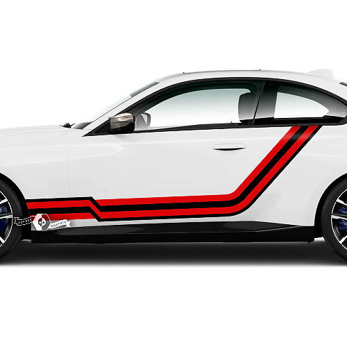 Paar BMW M2 M240 G42 F22 F87 M Performance Rocker Panel Streifen Türen Kotflügel Seitenstreifen Linien Vinyl Aufkleber Aufkleber 2 Farben
