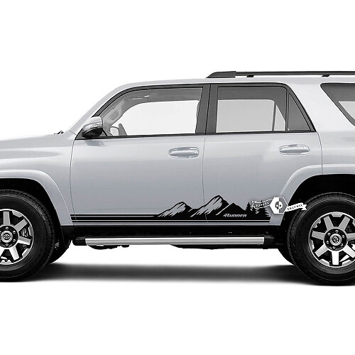 Paar 4Runner-Seitentür-Vinyl-Berge-Wald-Rocker-Panel-Linien-Streifen-Vinyl-Aufkleber-Aufkleber passend für Toyota 4Runner TRD
