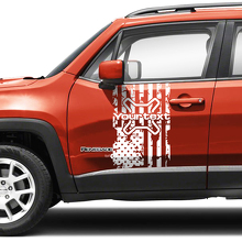Benutzerdefinierte Textflagge USA Zerstörte Seitentür-Grafik Vinyl Aufkleber Paar für Jeep Renegade 2