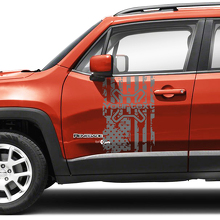 Benutzerdefinierte Textflagge USA Zerstörte Seitentür-Grafik Vinyl Aufkleber Paar für Jeep Renegade 3