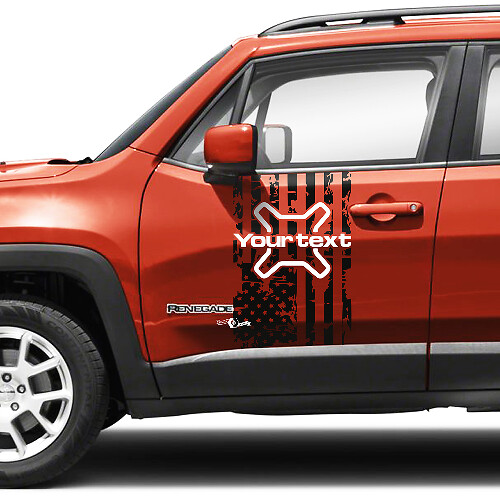 Paar Jeep Renegade Seitentüren Flagge USA Destroyed Graphic Vinyl Aufkleber Aufkleber 2 Farben
