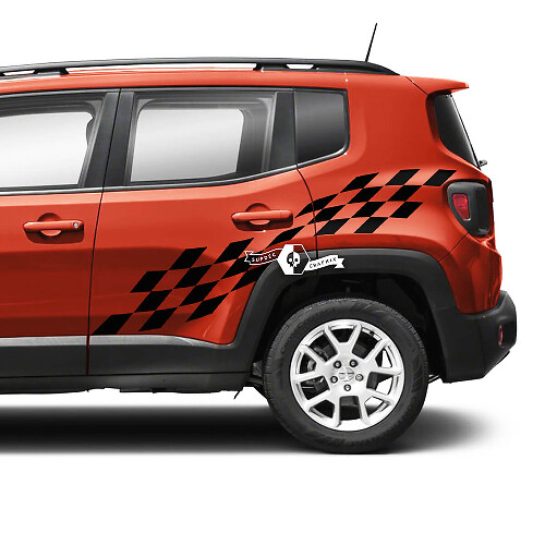 Paar Jeep Renegade Seitentüren Fender Checkered Flag Graphic Vinyl Aufkleber Aufkleber
