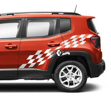 Paar Jeep Renegade Seitentüren Fender Checkered Flag Graphic Vinyl Aufkleber Aufkleber
 2