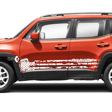 Paar Jeep Renegade Side Rocker Panel Flag USA Destroyed Graphic Vinyl Aufkleber Aufkleber
 2