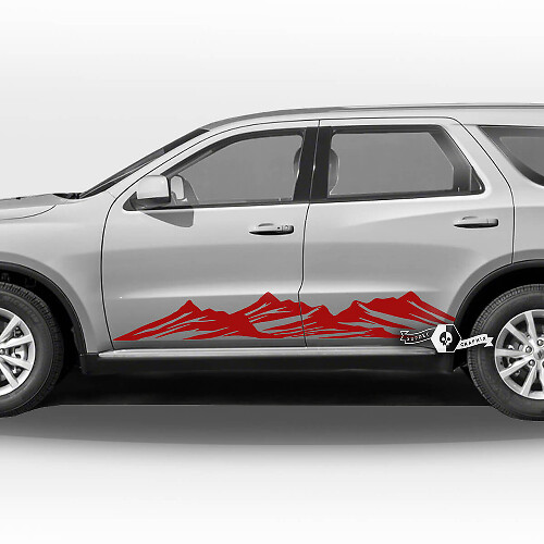 Paar Dodge Durango Seitentüren Streifen Rocker Panel Mountains Wrap Aufkleber Vinyl Aufkleber
