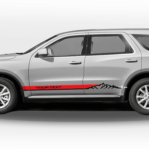Mountains Outline Style Side Stripes Vinyl-Aufkleberset für Dodge Durango