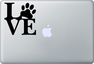 Aufkleber „Love Dog Pets“ für MacBook und Laptop
