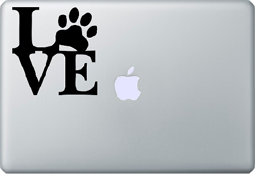 Aufkleber „Love Dog Pets“ für MacBook und Laptop
